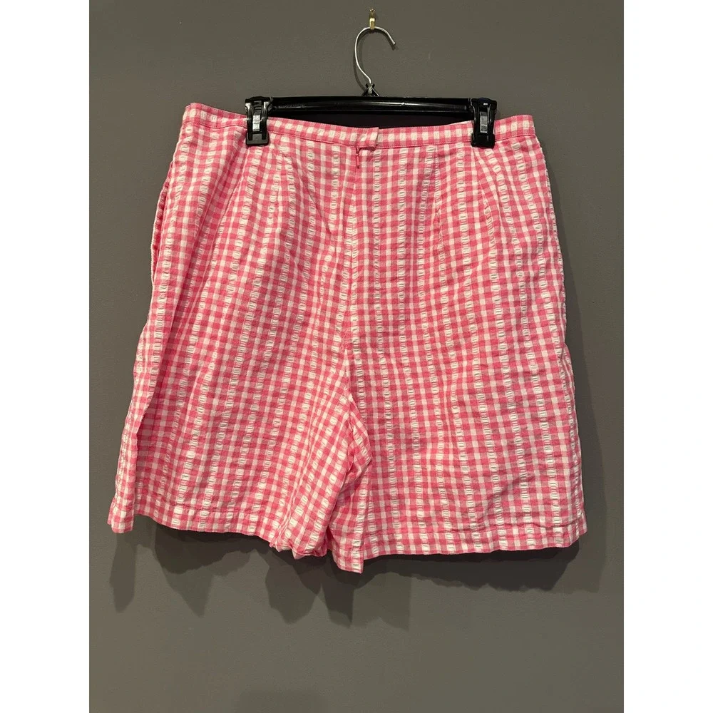 Liz Claiborne Lizsport Pink Gingham Seersucker Skort Wrap Front Summer Shorts XL